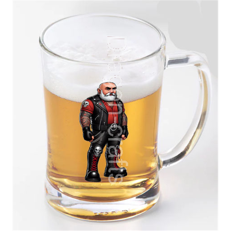 Glass Tankard - Leather Guy - 40