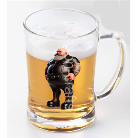 Glass Tankard - Leather Guy - 42