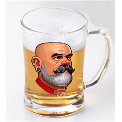 Glass Tankard - Leather Guy - 8