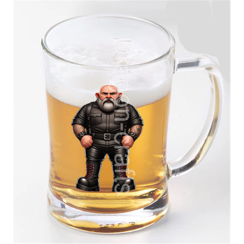 Glass Tankard - Leather Guy - 9