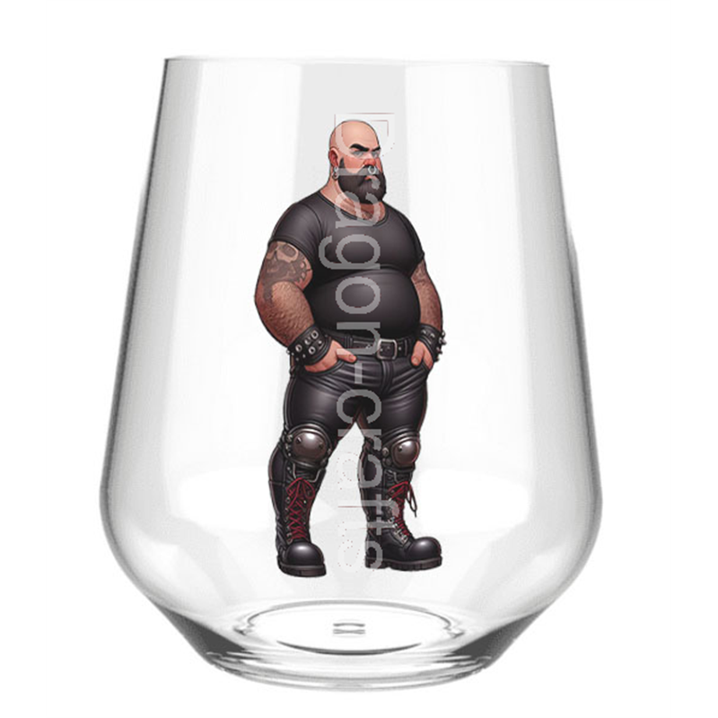 Stemless Wine Glass - Leather Guy - 11