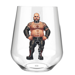 Stemless Wine Glass - Leather Guy - 15