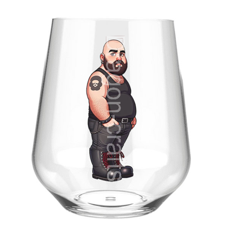 Stemless Wine Glass - Leather Guy - 7