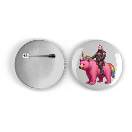 25mm Round Metal Badge - Unicorn rider - 12