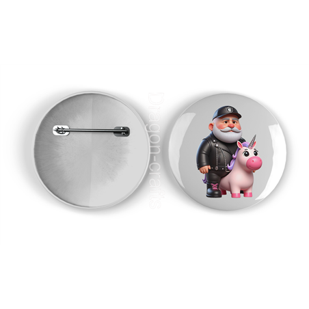 25mm Round Metal Badge - Unicorn rider - 13