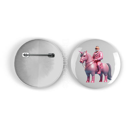 25mm Round Metal Badge - Unicorn rider - 18