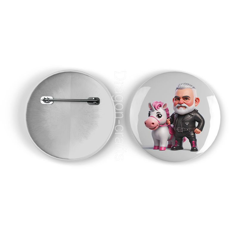 25mm Round Metal Badge - Unicorn rider - 2 25mm Round Metal Badge - Unicorn rider - 2