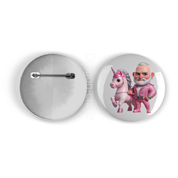 25mm Round Metal Badge - Unicorn rider - 20