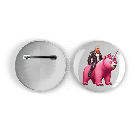 25mm Round Metal Badge - Unicorn rider - 22