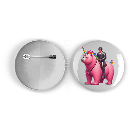 25mm Round Metal Badge - Unicorn rider - 24