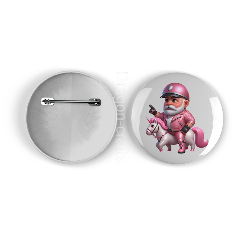 25mm Round Metal Badge - Unicorn rider - 39 25mm Round Metal Badge - Unicorn rider - 39