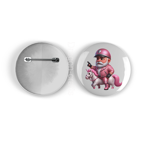 25mm Round Metal Badge - Unicorn rider - 39