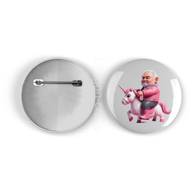 25mm Round Metal Badge - Unicorn rider - 43 25mm Round Metal Badge - Unicorn rider - 43