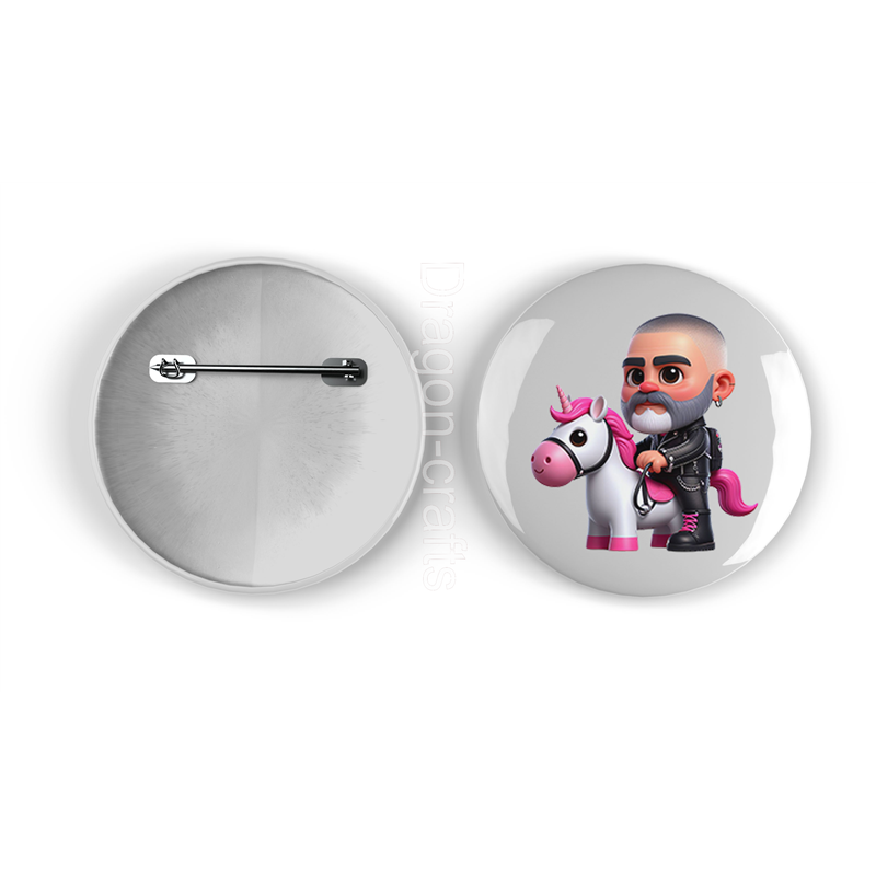 25mm Round Metal Badge - Unicorn rider - 44