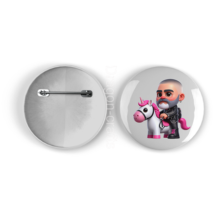 25mm Round Metal Badge - Unicorn rider - 44