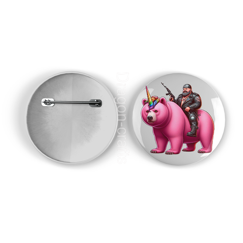 25mm Round Metal Badge - Unicorn rider - 47 25mm Round Metal Badge - Unicorn rider - 47