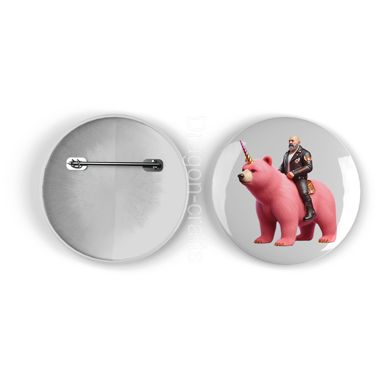 25mm Round Metal Badge - Unicorn rider - 50