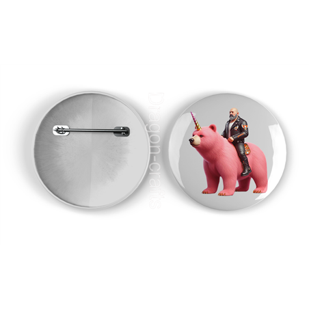 25mm Round Metal Badge - Unicorn rider - 50