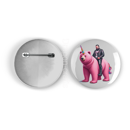 25mm Round Metal Badge - Unicorn rider - 52