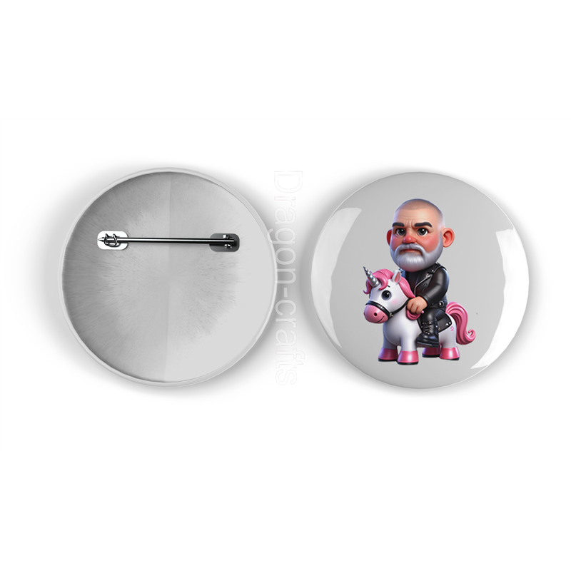 25mm Round Metal Badge - Unicorn rider - 55