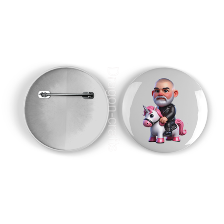 25mm Round Metal Badge - Unicorn rider - 55