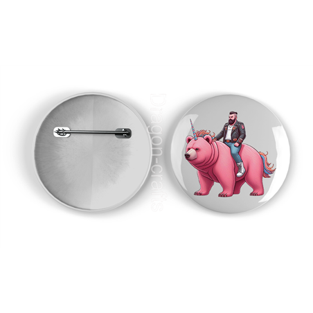 25mm Round Metal Badge - Unicorn rider - 6