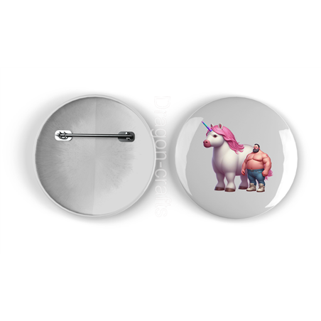 25mm Round Metal Badge - Unicorn rider - 61