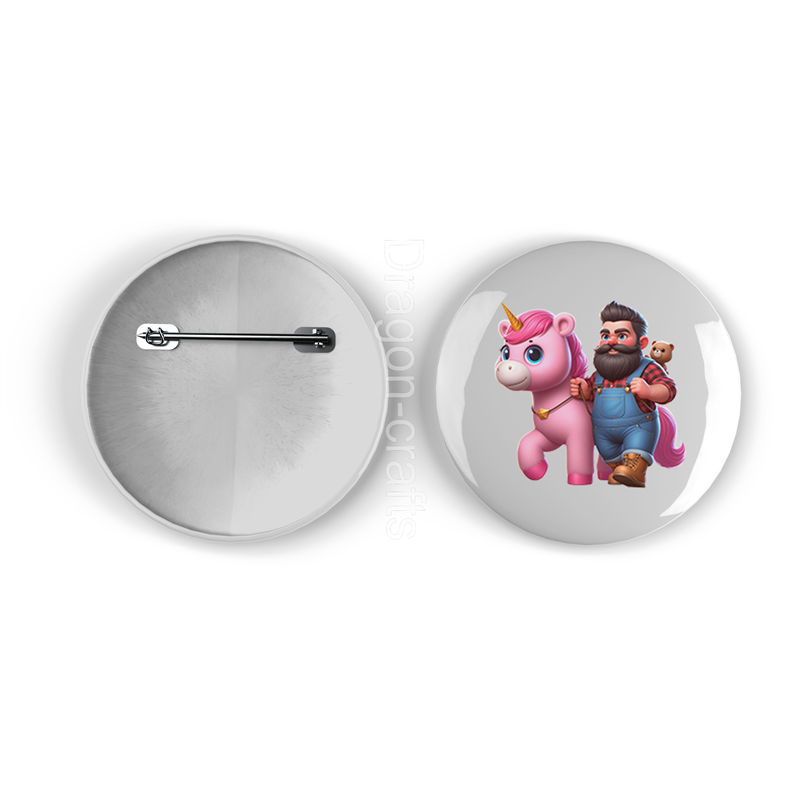 25mm Round Metal Badge - Unicorn rider - 62 25mm Round Metal Badge - Unicorn rider - 62