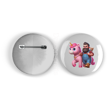 25mm Round Metal Badge - Unicorn rider - 62