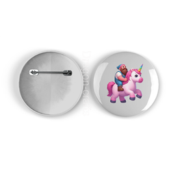 25mm Round Metal Badge - Unicorn rider - 63