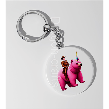 35mm Round Keyring - Unicorn rider - 1