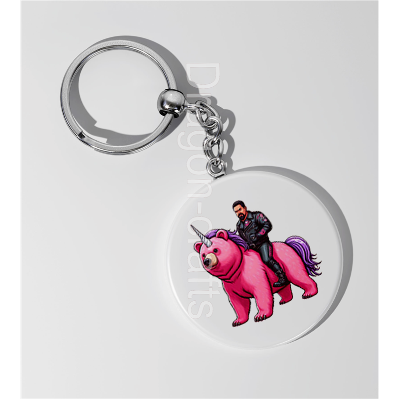 35mm Round Keyring - Unicorn rider - 10