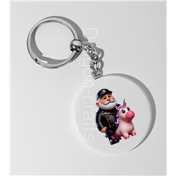 35mm Round Keyring - Unicorn rider - 13