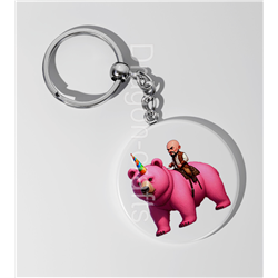 35mm Round Keyring - Unicorn rider - 14