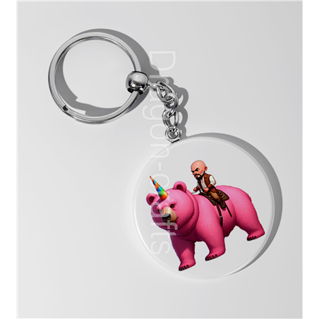 35mm Round Keyring - Unicorn rider - 14