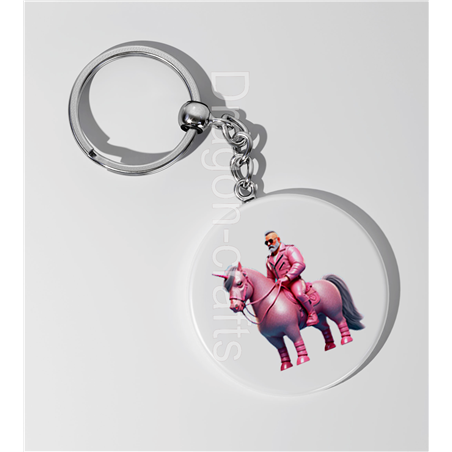 35mm Round Keyring - Unicorn rider - 18