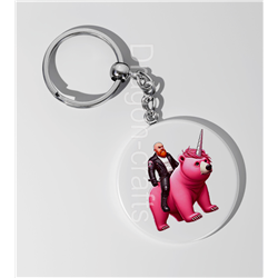 35mm Round Keyring - Unicorn rider - 22