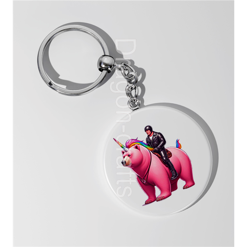 35mm Round Keyring - Unicorn rider - 24