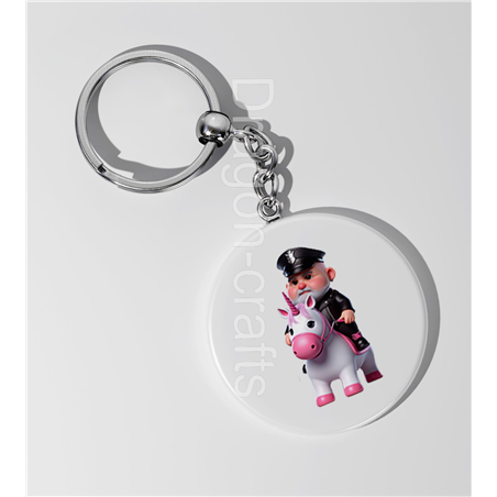 35mm Round Keyring - Unicorn rider - 27