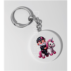 35mm Round Keyring - Unicorn rider - 28