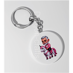 35mm Round Keyring - Unicorn rider - 3