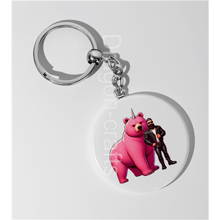 35mm Round Keyring - Unicorn rider - 32