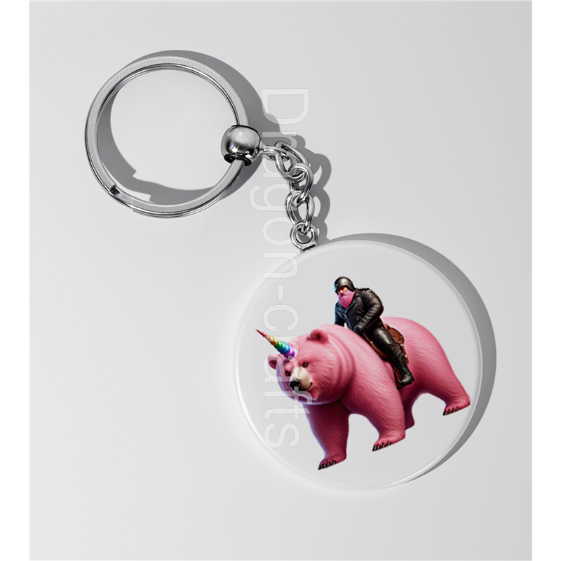 35mm Round Keyring - Unicorn rider - 34