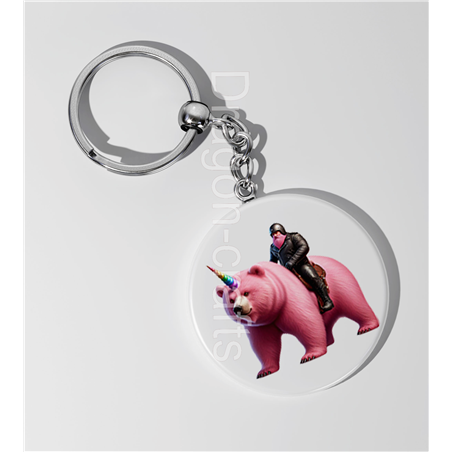 35mm Round Keyring - Unicorn rider - 34