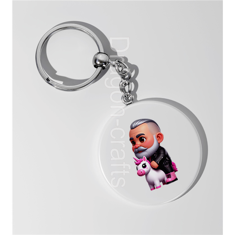 35mm Round Keyring - Unicorn rider - 36