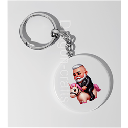 35mm Round Keyring - Unicorn rider - 4