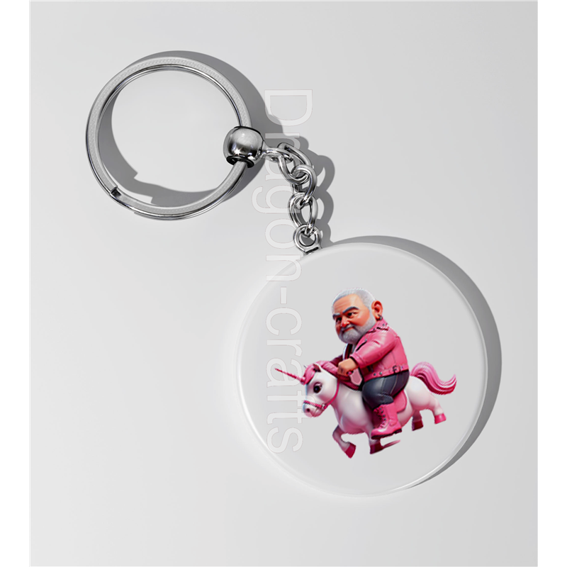 35mm Round Keyring - Unicorn rider - 43