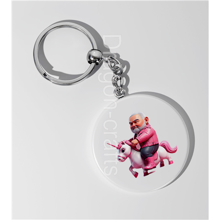 35mm Round Keyring - Unicorn rider - 43