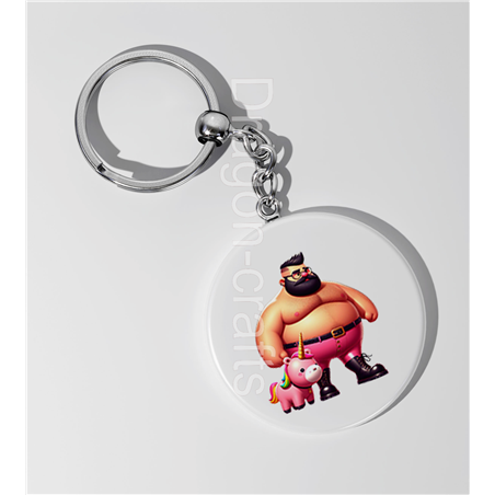 35mm Round Keyring - Unicorn rider - 46