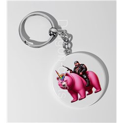 35mm Round Keyring - Unicorn rider - 47